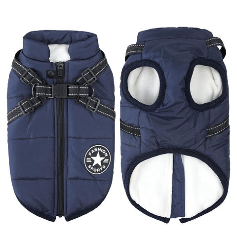 Warm Waterproof Dog Winter Jacket with Integrated Harness for Cold Weather