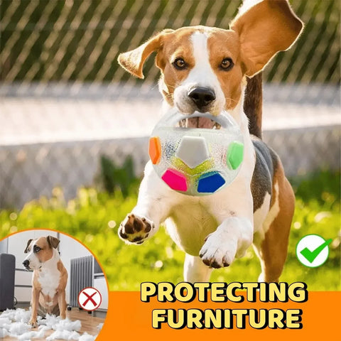 Durable Squeaky Dog Ball Toy with Handle for Fetch & Anxiety Relief