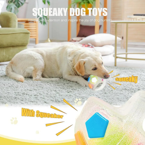 Durable Squeaky Dog Ball Toy with Handle for Fetch & Anxiety Relief