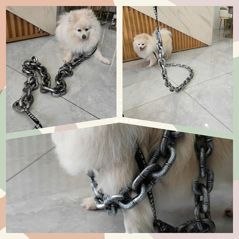 Hilarious Giant Plastic Chain Dog Leash & Collar for Small Pets