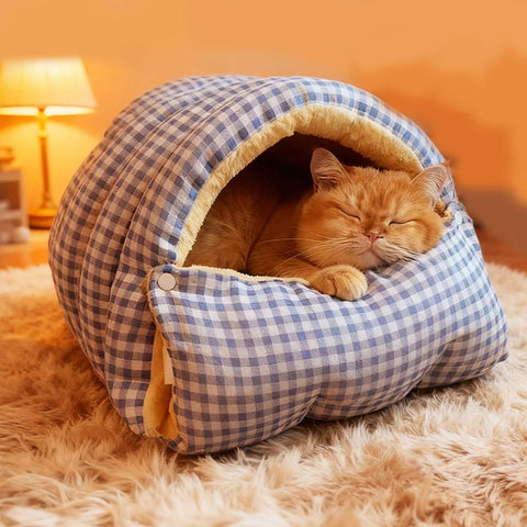 Cozy Removable Washable Winter Covered Pet Bed for Cats and Small Dogs