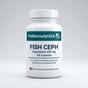 PetRemedyUSA Fish Ceph 250mg — cephalexin for aquarium fish, 100 capsules