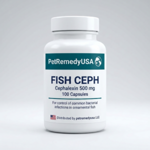 PetRemedyUSA Fish Ceph 500mg — cephalexin for aquarium fish, 100 capsules
