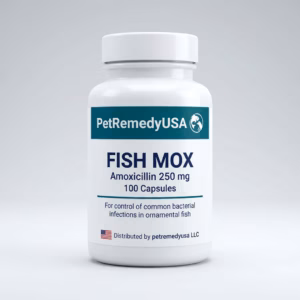Fish Mox 250mg 100-Capsules digital listing render; not a physical-package photograph