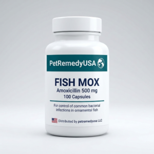 PetRemedyUSA Fish Mox 500mg — amoxicillin antibiotic for aquarium fish, 100 capsules