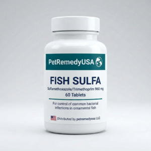 PetRemedyUSA Fish Sulfa 960mg — sulfamethoxazole and trimethoprim for aquarium fish, 60 tablets