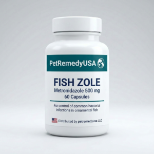 PetRemedyUSA Fish Zole 500mg — metronidazole for aquarium fish, 60 capsules